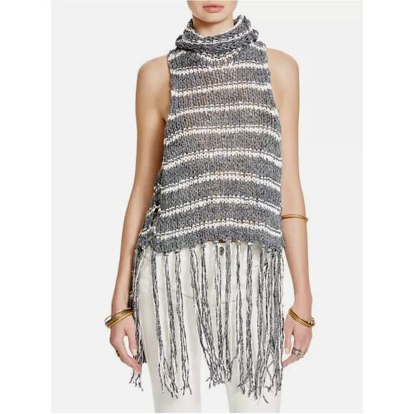 Free People Folksong Fringe Knit Festival Sleeveless Sweater Size XS - Picture 1 of 9